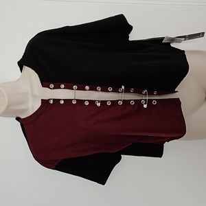 NWT LOVE LOVE LOVE Safety Pin Crop Top Size 1X